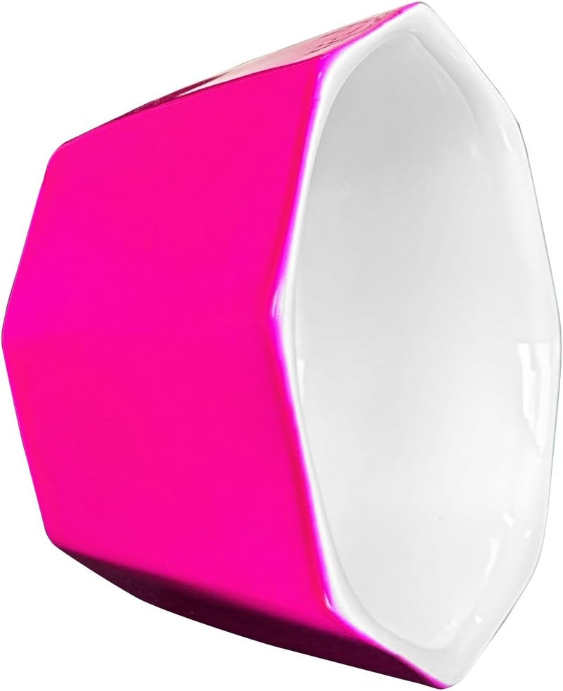LEAZUL Ceramic Paper Clip Holder With Shiny Gold Line Geometric Floral Paper Clip Dispenser for Desk Cute Paper Clip Organizer Office Binder Clip Holder Gift for Office (Hot Pink) - Image 4